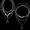2 Sets 2 Styles Zinc Alloy Star Pendant Layered Necklaces for Women NJEW-SC0001-52-6