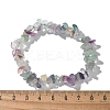 Chips Natural Fluorite Beaded Stretch Bracelets X-BJEW-JB01826-01-3