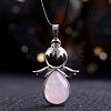 Angel Wings Natural Strawberry Quartz Teardropt Pendant Necklaces CI6428-3-1