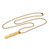 304 Stainless Steel Ball Chain Rectangle Pendant Necklaces NJEW-K273-05G-3