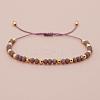 Glass & Brass Round Beads Braided Bead Bracelets LS-RD6595-16-1