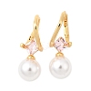Brass Glass Round Hoop Earrings EJEW-P331-01G-4