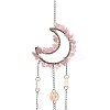 Natural Rose Quartz Chip & Iron Suncatchers HJEW-G028-03A-3