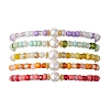 Grass Seed & Natural Pearl Beaded Stretch Bracelets for Women BJEW-JB09705-1