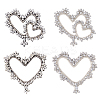 4Pcs 2 Styles Heart Glass Rhinestone Beading Flower Applqiues PATC-GA0001-47-1