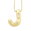 Brass & Plastic Pearl Letter Pendant Box Chain Necklaces for Women NJEW-U017-01G-10-1