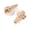 Natural Shell & Shell Pearl & PVC & Iron Alligator Hair Clips PHAR-TA000005-3