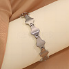 304 Stainless Steel Geometric Rhombus Link Chain Bracelets for Women WG21875-01-4