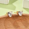 Heart Brass Pave Cubic Zirconia Stud Earrings for Women EJEW-G428-29B-02-1