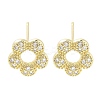 Brass Micro Pave Clear Cubic Zirconia Stud Earrings for Women EJEW-S217-E05-1