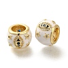 Rack Plating Brass Micro Pave Cubic Zirconia Barrel European Beads with Enamel KK-Z086-28G-01-1