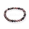 Natural Rhodonite Stretch Bracelets BJEW-JB04557-01-7