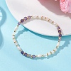 Natural Gemstone & Cultured Freshwater Pearl Cube & Rice Beaded Stretch Bracelets for Women BJEW-JB13390-6