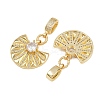 Brass Pave Clear Cubic Zirconia Fan Pendants KK-C132-22G-2