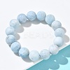 Frosted Natural Aquamarine Round Beads Stretch Bracelets for Women BJEW-Z158-01-2