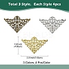 12Pcs 3 Colors Iron Filigree Joiner Links IFIN-YW0003-47-2