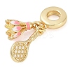 Rack Plating Brass Enamel Sports European Dangle Charms KK-P287-35F-G-2
