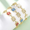 Brass Micro Pave Clear Cubic Zirconia Link Bracelets for Women BJEW-H209-05G-1