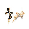 Brass Micro Pave Clear Cubic Zirconia Stud Earring Findings with Enamel KK-S356-617A-NF-4