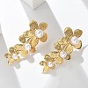304 Stainless Steel & ABS Plastic Imitation Pearl 3 Flowers Stud Earrings EJEW-S253-21G-3