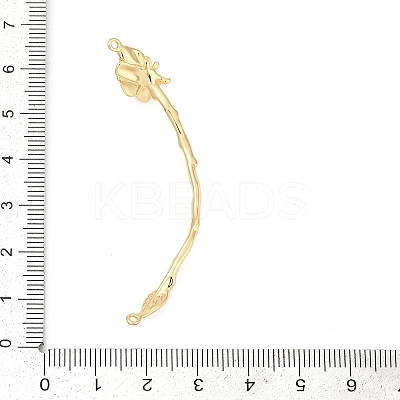 Brass Curved Bar Flower Connector Charms KK-P302-07G-1
