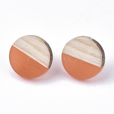 Transparent Resin & Wood Stud Earrings EJEW-N017-003A-D07-1