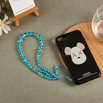 Round Synthetic Moonstone Beaded Mobile Straps HJEW-SW00042-06-1