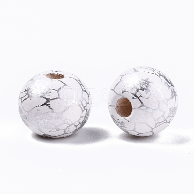 Spray Painted Natural Wooden Beads WOOD-R270-03A-1
