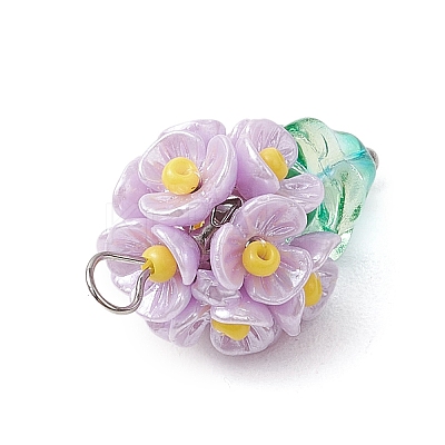 Glass Seed Beaded Flowerpot Pendants PALLOY-MZ00520-04-1