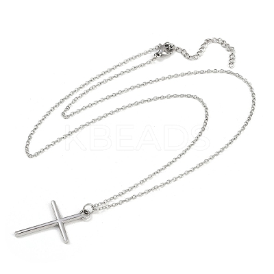 304 Stainless Steel Cross Pendant 3 Layer Necklaces for Women LS-NJEW-F343-02P-1