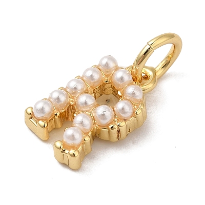 Rack Plating Brass with ABS Plastic Imitation Pearl Charms KK-B092-30R-G-1