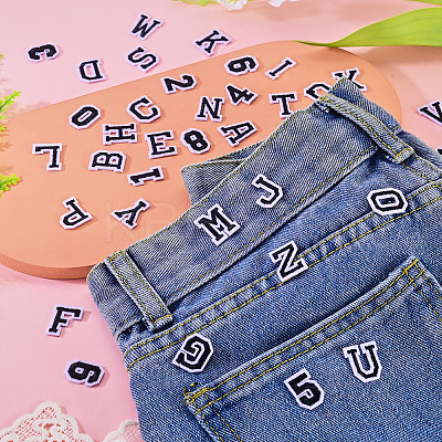 36Pcs 2 Sets 2 Styles Letter A~Z & Number 0~9 Polyester Embroidery Sew On Patches Sets PATC-TA0001-55G-1