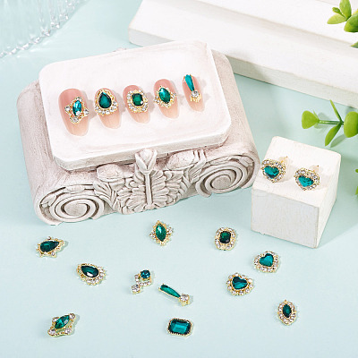 48Pcs 12 Styles Alloy Rhinestone Cabochons MRMJ-TA0001-45A-1
