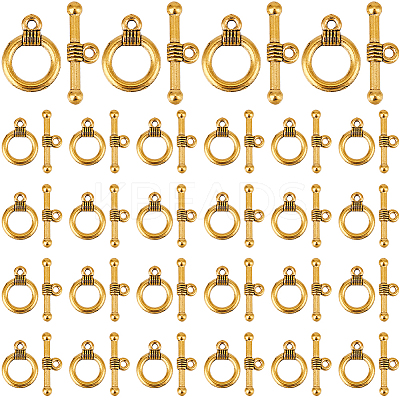 120Pcs Tibetan Style Alloy Toggle Clasps FIND-SP0001-21AG-1