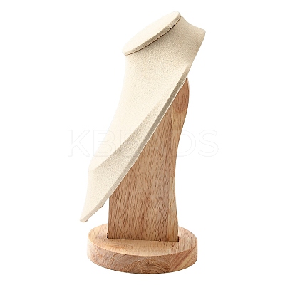 Microfiber Wooden Necklace Displays NDIS-O008-03A-M-1