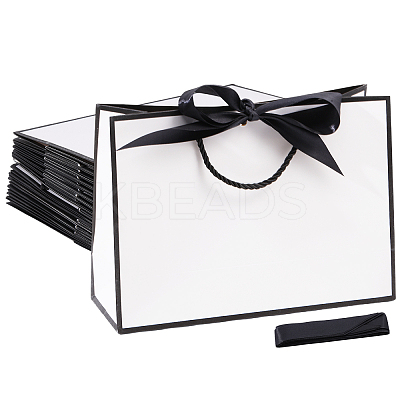 Paper Gift Handle Bags with Silk Ribbon ABAG-WH0044-56-1