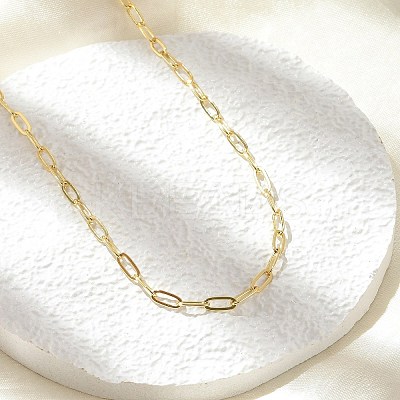 Brass Paperclip Chain Necklaces NJEW-A042-17G-02-1