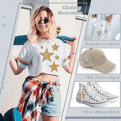 42Pcs 10 Style Star Glitter Hotfix Rhinestone FIND-PH0017-02-1