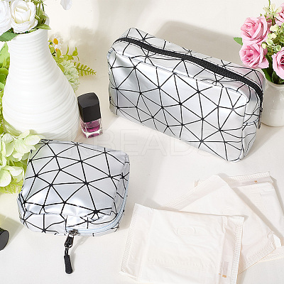 2Pcs 2 Styles PU Leahther Cosmetic Zipper Bags AJEW-CN0003-42B-1