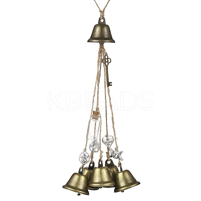 Tibetan Style Alloy & Iron Halloween Witch Bell Pendant Decorations HJEW-JM04494-1