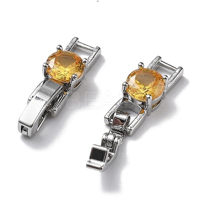 Rack Plating Brass Micro Pave Cubic Zirconia Watch Band Clasps KK-A234-016P-04-1