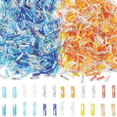 600Pcs 6 Styles Transparent Glass Twist Bugle Beads EGLA-YW0005-82-1