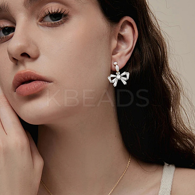 16Pcs 4 Style Bowknot Brass Micro Pave Clear Cubic Zirconia Charms DIY-DR0001-28-1