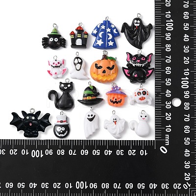 34Pcs 17 Styles Opaque Resin Pendants RESI-CJ0003-05-1