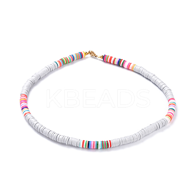 Handmade Polymer Clay Heishi Beaded Necklaces NJEW-JN02448-05-1