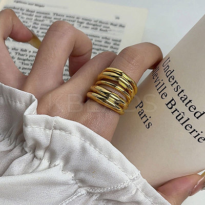 Multi Layer Alloy Wrap Finger Rings for Women RJEW-K277-02G-1