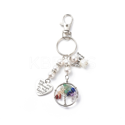 Chakra Tree Of Life Natural/Synthetic Mixed Stone Pendant Keychain KEYC-JKC00397-1
