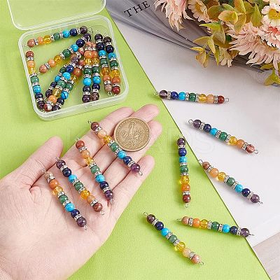 20Pcs Chakra Natural & Synthetic Gemstone Connector Charms FIND-HY0001-32-1