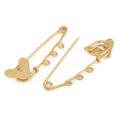 Crisscross Heart 304 Stainless Steel Safety Pins Brooch Findings SA-CBA098D-15E-G03-1