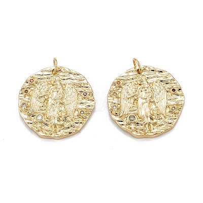 Brass Micro Pave Cubic Zirconia Pendants ZIRC-J040-45G-1